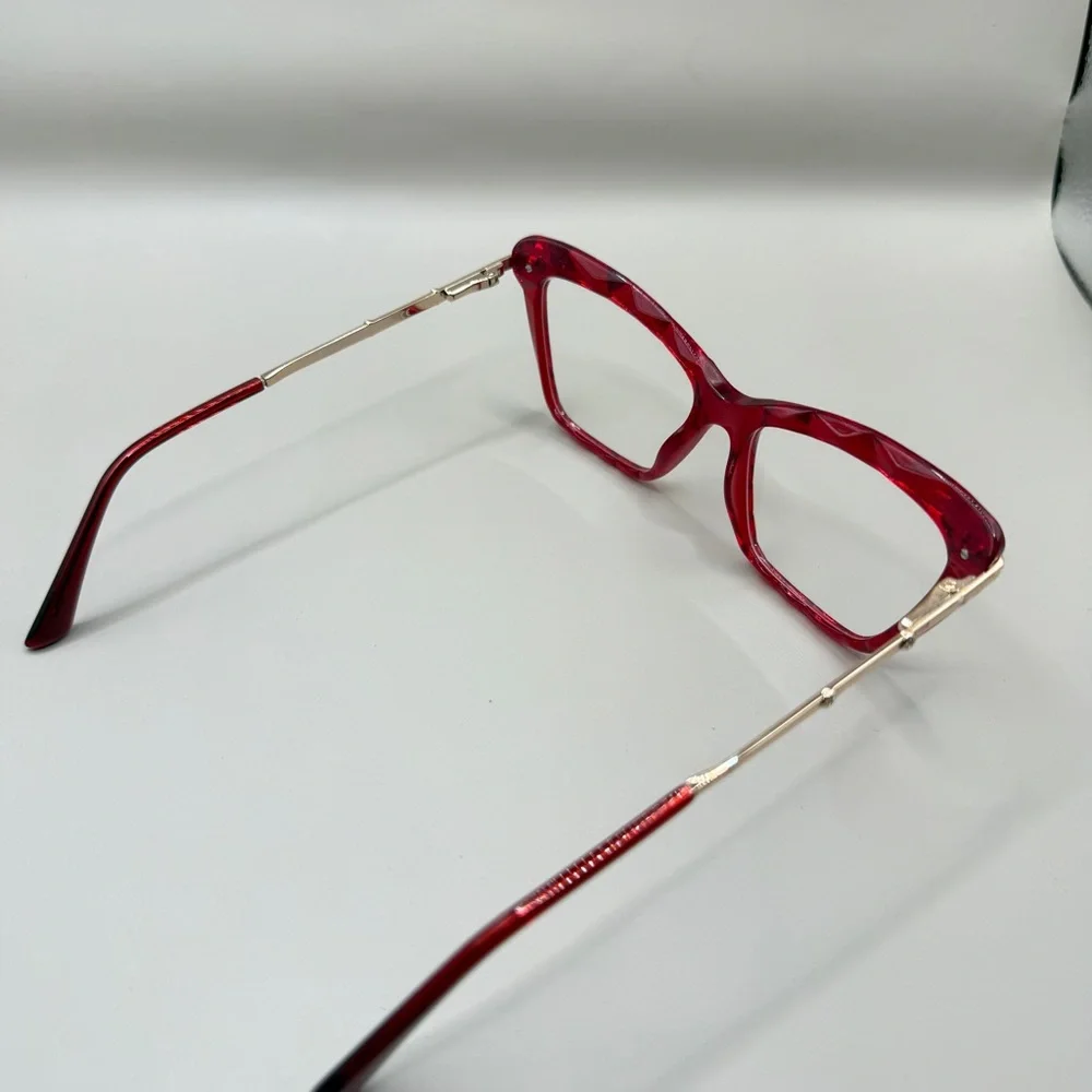 Vooglam Red transparent Cat-Eye Glasses frame, no prescription